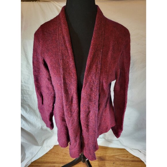 Eileen Fisher open sweater Women Medium Wool Mohair Cashmere Burgandy - Picture 1 of 7